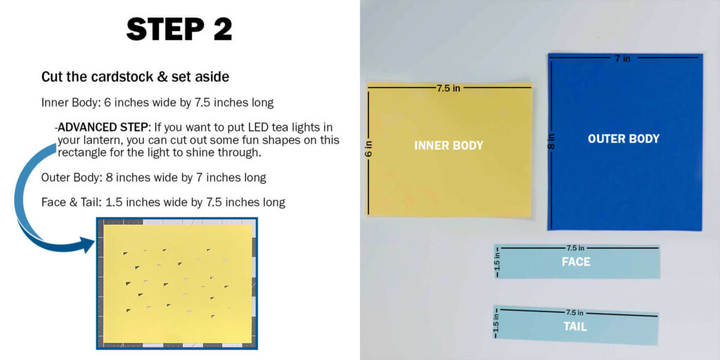 pieces of paper are displayed with their measurements
