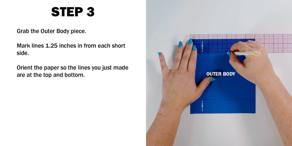 lines are marked on the paper using a straight edge